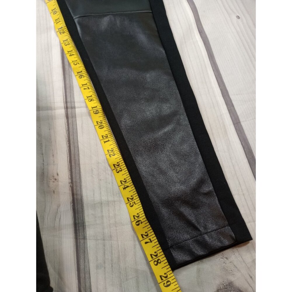 Rafaella Size 12 Pull On Black Faux Leather Ankle Pants Moto Skinny Leggings - Picture 6 of 10